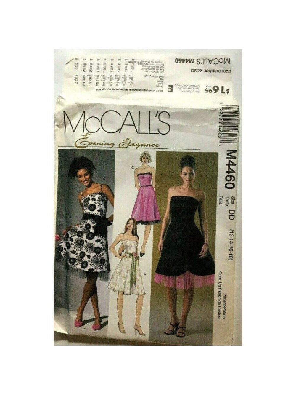 VINTAGE Sewing Pattern McCalls M4460 Evening Elegance Dress Size 12-14-16-18 Bus